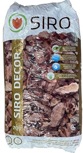 Suinga Sustrato Corteza de Pino Decorativa 15 Kg-70 L, para Plantas y turbas, 25-45mm, marrón