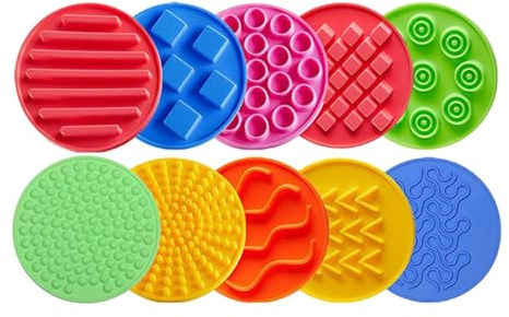 MagiDeal Tappetini sensoriali da 10 Pezzi Tappetini sensoriali in Silicone Giocattoli sensoriali Apprendimento precoce Gioca Cerchi sensoriali per Bambini
