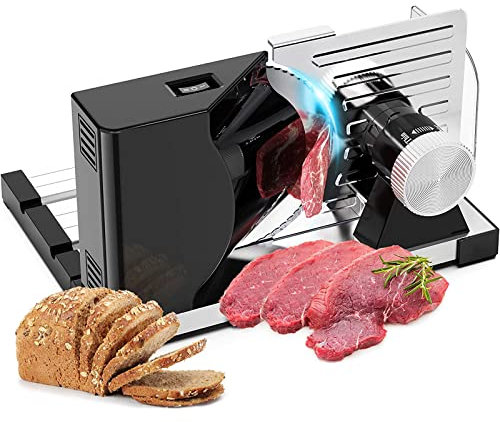 Affettatrice Elettrica Per La Casa, Affettatrice Per Pane Con Lama Seghettata In Acciaio Rimovibile Da 7,5 '' E Carrello Per Alimenti, Taglierina Per Carne Pieghevole Portatile, Per Carne, Formaggio,
