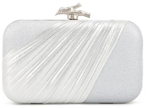 Syrads Clutch Monedero Elegante Banquete Bolso De Boda Noche De Mano De Fiesta Bolso De Playa De Fiesta De Boda Clutch,Plateado