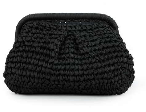 LHHMZ Pochette di Paglia per Donna a Forma di Fagottino - Borsa Intrecciata da Spiaggia Estiva