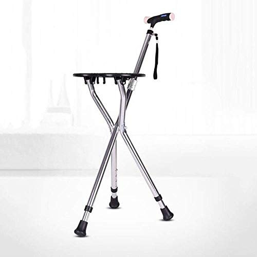 Bastón plegable con asiento, silla portátil 2 en 1 para ancianos, taburete retráctil y ligero para viajes y actividades al aire libre