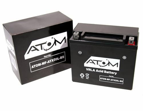 ATX20L-BS - Atom AGM Motorcycle Battery Factory Sealed 12V 20Ah 320CCA