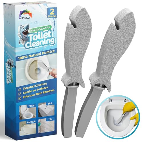 JAVCO Pumice Stone for Cleaning with Handle (2 Pack) – Scrubbing Stone for Porcelain, Ceramic and Tile, Pumiceshark for Toilet Cleaning (2, small pack)