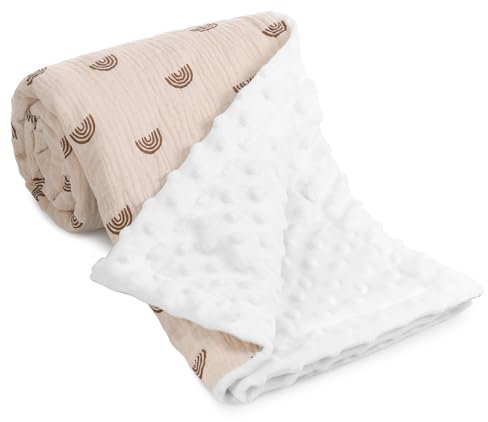 Huiguli Baby Blanket for Newborn, 75x100cm Soft Plush Blankets with Dotted Backing, Wicking and Breathable, Nursery Bed Blankets for Toddlers Boys Girls Unisex, Khaki