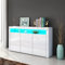 Ikewaier Sideboard Anrichte mit 3 Türen Hochglanz Front Anrichte Schrank Küche Lagerung Beistellschrank Fernsehtisch mit LED-Beleuchtung für Esszimmer Wohnzimmer Weiß 152cm