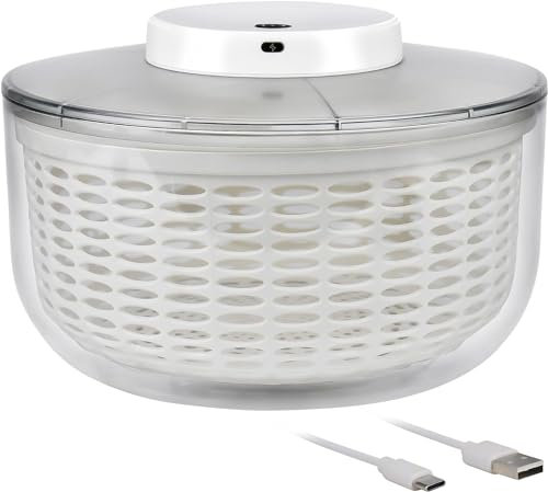 Centrifuga elettrica per insalata – Grande capacità di 6 l, ricaricabile tramite USB, asciugatura rapida delle verdure, senza BPA, asciugatrice per verdure e insalata per verdure, tagliatelle e frutta