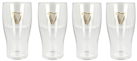Guinness Tulip Style 20 Ounce Tulip Imperial Pint Glass - 2025 Gold Sparkle Harp U.S Pub Edition - Set of 4