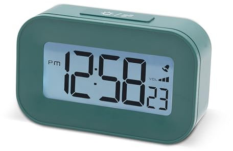 Acctim Kyle Digital Alarm Clock, Desk Clock with LCD Display, White Backlight, Snooze Function, Volume Control (Lagoon Green)
