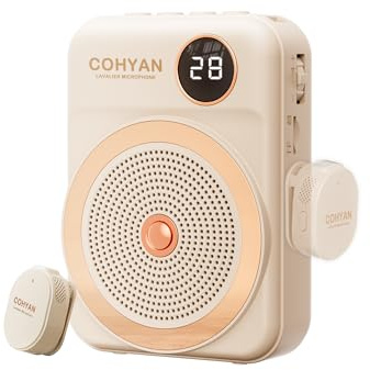 Röstförstärkare för lärare med trådlös Lavalier Lapel mikrofon bärbar Bluetooth-mikrofon och högtalare, uppladdningsbar Bullhorn megafon för klassrum, möten, yoga, träning, reseguider