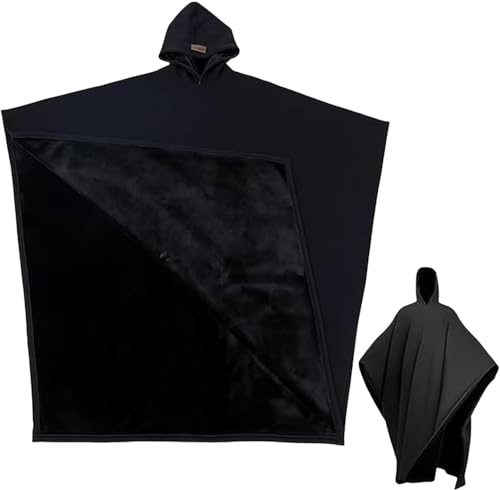VZXATYOP Sudadera con Capucha Y Peso Unisex Extragrande Tipo Manta con Mangas Largas Suave Y Acogedora For Mujer Hombre Bata Holgada Y Cómoda(Black)