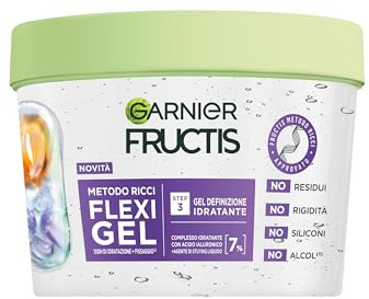 Garnier Fructis Metodo Ricci Flexi Gel, Per Onde, Boccoli e Ricci, Idratazione e Definizione, Senza Residui Sui Capelli, Con Acido Ialuronico e Agente di Styling Liquido, 370 ml