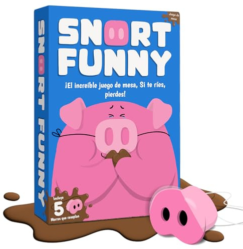 Lucky Egg Snort Funny - Juego De Mesa - Si Te Ríes, Pierdes - con 150 Cartas De Retos - 5 Hocicos De Cerdo Y Fichas De Barro - Juegos Divertidos para Niños Y Adultos - De 4 A 8 Jugadores - 8 Años