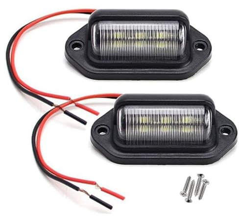 JEDEW 2 PACK License Plate Light, 12V 6-SMD LED License Plate Lamp Taillight for Truck SUV Trailer Van, Step Courtesy Lights, Dome/Cargo Lights