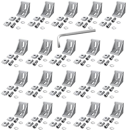 eSynic 20pcs Équerre Aluminium 3030 Équerres de Fixation Support d'Angle pour Profilés en Aluminium,Profilés de Pilier,Connexions Accessoires