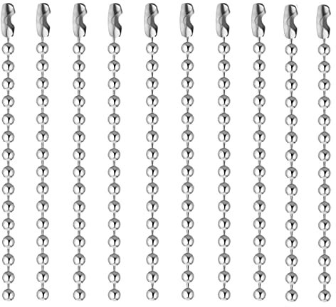 Jieddey Ball Bead Chain,100 PCS Ball and Chain Metal Beaded Roller Chain Iron Beaded Pull Chain Extension Blind Chain Connector for Necklace Tags Key Chain Jewelry Crafts Silver 4 Inch