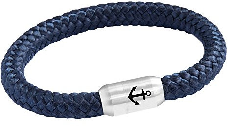 Paris Montana Das Original Anker Gravur Unisex Segeltau Armband Geflochten Handmade Hochwertiger Magnetverschluss 8mm Durchmesser (Marine-Blau, 20.00 CM)