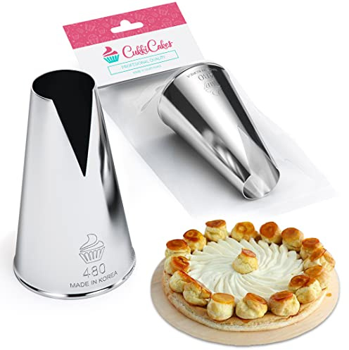 CukkiCakes Professional Large Piping Nozzle (480), for Decorating Saint Honore Cakes, Cupcakes & Cookies - Icing Piping Tips/Frosting Nozzles Compatible with Pastry Bag - Made in Korea
