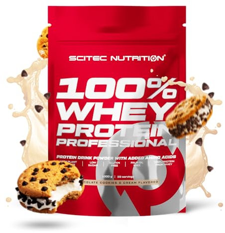 Scitec Nutrition 100% Whey Protein Professional - Angereichert mit zusätzlichen Aminosäuren und Verdauungsenzymen - Glutenfrei - Palmölfrei, 1 kg, Schokolade-Cookies & Cream