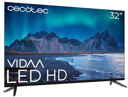 Cecotec Smart TV - TV LED 32 Pouces Résolution HD - Série A5 ALH50032. Smart TV VIDAA, système Audio Dolby, WiFi intégré, Sortie Casque, Chromecast, 3 HDMI et 2 USB