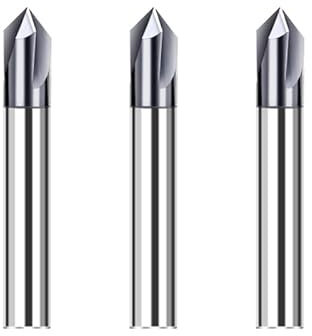 CREEYA Fresas de Chaflán de Metal Duro 4mm, 3 Dientes/Flautas CNC, HRC 55, 60°, Negro AlTiN Revestimiento, Para Acero Metal Madera Plásticos