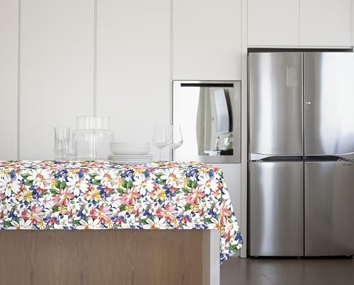 GEMITEX Mantel Tradition, Felpa, Encerado, Impermeable y Antimanchas, decoración 4133 Flores Sanremo, Ideal para mesas cuadradas y Redondas de 4 Personas, 140 x 140 cm, Fabricado en Italia, Acabado