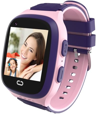 Montre intelligente 4G pour enfants avec traqueur GPS – Montre intelligente avec appel bidirectionnel, appels vidéo, 7 jeux de puzzle, chat vocal, SOS, mode école, podomètre, géoclôture, écran tactile
