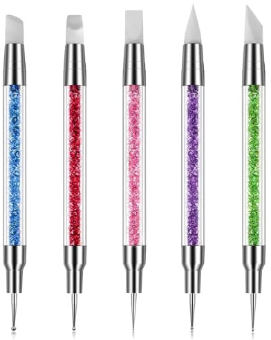 Hanyousheng 5 st nagelverktyg i silikon, nagelprickningsverktyg, nagelkonstverktyg, nagelkonstborste, nagelborste för nagelkonst, nagelborste för prickning, för nagellack, borstar, prickningssalong