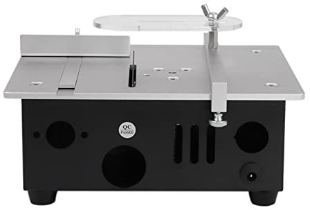Mini sierra circular de mesa con 4 cuchillas, 96 W, 5000 rpm, fuente de alimentación de 7 velocidades, sierra de precisión ajustable, 0,1-15 mm, hoja de sierra de altura ajustable, mini sierra