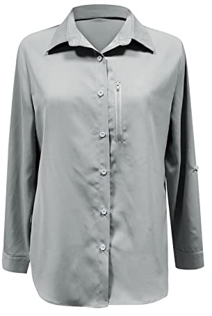 Maglia Anti UV Donna Camicia UPF 50+ Protezione Maglietta UV Maglietta Abbigliamento Trekking Protezione Solare Camicetta a Manica Lunga Blusa per Escursionismo Mare Spiaggia Piscina