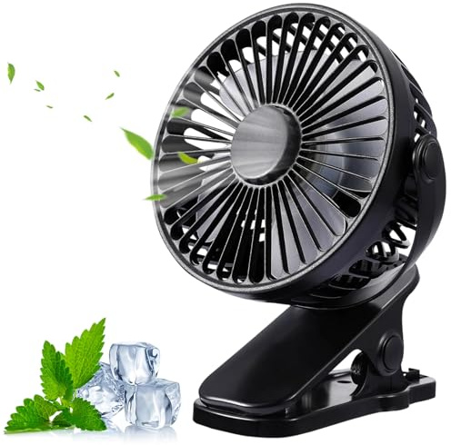 Binnan Ventilateur de Bureau, Ventilateur Pince Petit, Mini Ventilateur USB Silencieux 3 Vitesses Rotation 720° Ventilateurs Portable Rechargeable pour la Salle de Sport, Maison, Bureau, Camping