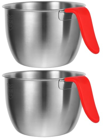 GLEAVI 2 pezzi di ciotola per insalata: ciotola per servire in acciaio inossidabile infrangibile con manico in silicone - piatto per impastare la pasta per la cucina e la cottura al forno