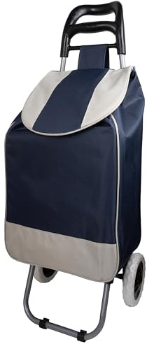 Carrello Spesa 2 Ruote – Borsa XL Impermeabile, Struttura Pieghevole in Alluminio, Leggero e Robusto – 4 Colori (Blu)