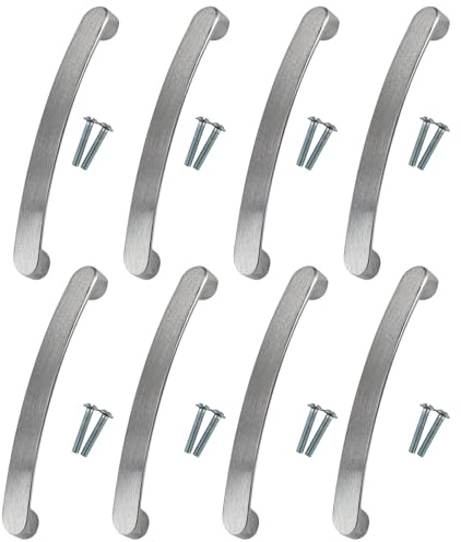 JINXIAN 8 Pezzi Maniglie Cucina Distanza Tra i Fori 128mm Maniglia Armadio con 16 Viti Maniglie per Cassetti Argento Alluminio Maniglia Cassetto per Cucina Cassetti Camera Ante Dell'armadio