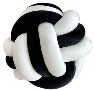 XIUsheUA Cojín Anudado a Mano Cojín de Bola Cuerda Tres Hilos Tejido a Mano for decoración del hogar, cojín Nudo Dos Colores for Ventana salediza(White Black,28x28x28)