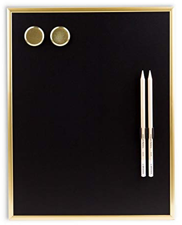 U Brands Magnetic Chalkboard, 11 x 14, Gold Metal Frame, Premium Matte Surface, Includes Chalk Pencils and Magnets