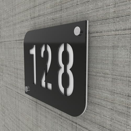 DECOHO - Plaque numéro de rue personnalisable PMMA - Plaque maison design vert pomme effet givré - 20x15 cm épaisseur 3 mm avec entretois - Blanc