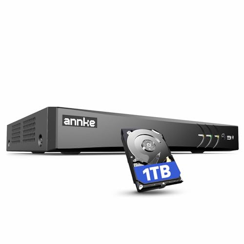 ANNKE DVR 8CH 4K 5 en 1 TVI/AHD/CVI/CVBS/IPC Récepteur Enregistreur Vidéo Numérique avec Détection de Personne/Véhicule,pour Caméra de SurveillanceCCTV,Recherche Intelligente,Disque Dur de 1 to