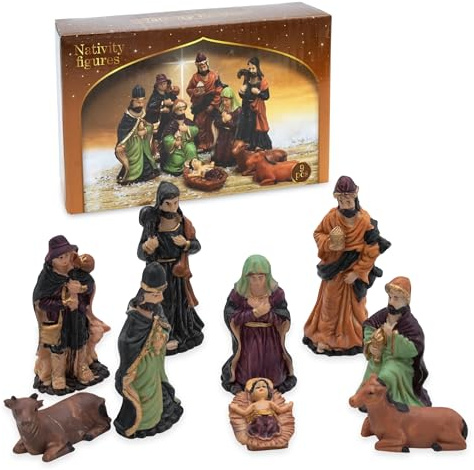 Julklapp figurer set 9 delar – juldekoration krusfigurer krustillbehör krusfigur
