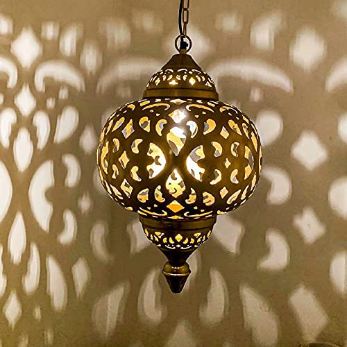 Orientalisk indisk mässing hängande lampa taklampa Shiva guld