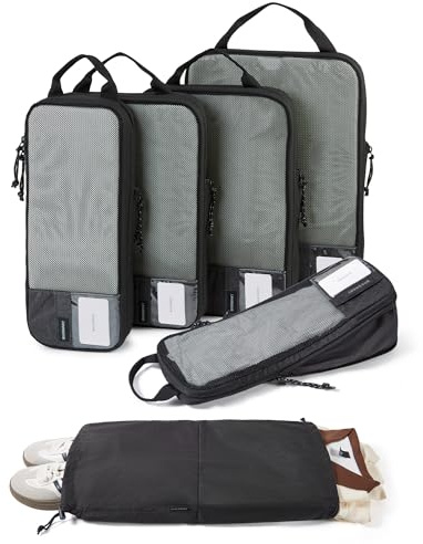 BAGSMART 6 Set Compression Packing Cubes for Travel, Lightweight Luggage Organizer Bags, Durable Space Saver Bags Travel Essentials