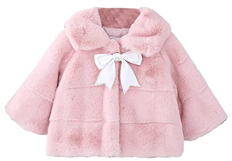 Zaldita Bébé Enfant Fille Chaud Veste de Cape à Manche Longue Manteau en Fausse Fourrure Bébé Autome Hiver Pull à Pois Cranaval Déguisement Princesse Rose G 18-24 Mois