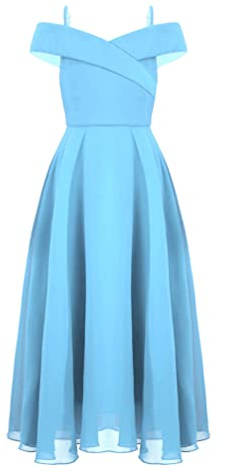 iiniim Robe Cérémonie Soirée Cocktail Enfant Fille Robe Épaules Denudee sans Manches Demoiselles d'honneur Princesse Robes Mousseline De Soie 4-16 Ans