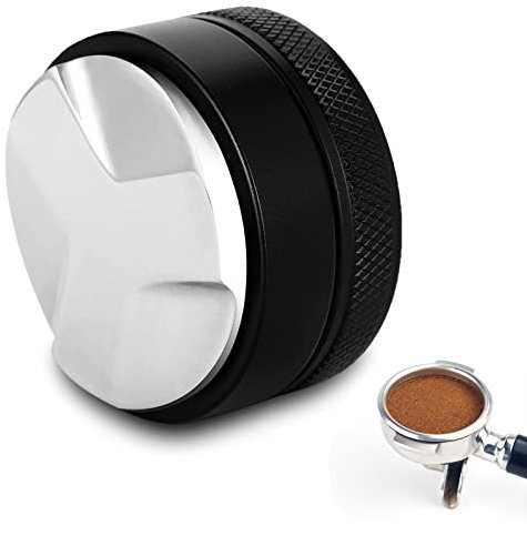 Distributeur de Café Espresso, 304 Stainless Steel Presse Café 53 mm, Outil de Nivellement du Café Moulu, Noir