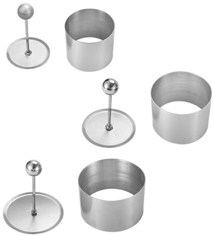 POFET Stampi rotondi per piatti freddi, stampi per anelli da cucina, set di anelli per mousse in acciaio inossidabile, anelli per dessert in argento, set di 3 anelli per alimenti di dimensioni diverse