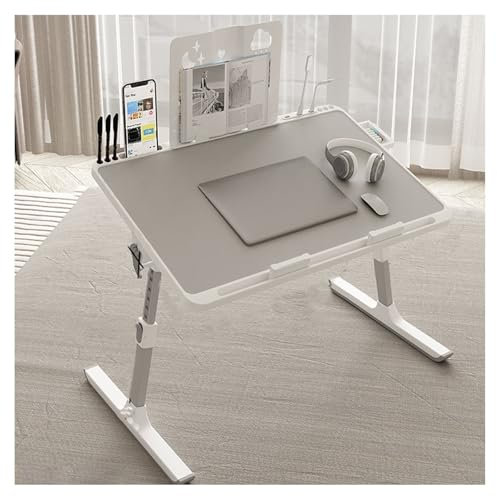 JHIAADEY Vikbart sängbord, Fällbart sängbord, bambu sängbricka bord med vikbara ben, hopfällbart laptopskrivbord, Läsställ Bärbar datorställ Frukost Sängbricka Bokhylla Lämplig for soffa, säng, utepla