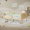 ML-Design Kinderbett 70x140 cm, Natur, Einzelbett für Kinder mit Lattenrost & Rausfallschutz, Jugendbett aus Kiefernholz, Holzbett, Bettgestell für Jungen & Mädchen, Massivholz Babybett Kleinkindbett