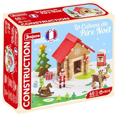 Jeujura - La Cabane de Père Noël - 60 pièces - Jeux de Construction dans sa Valise en Carton - A partir de 5 Ans - Agilité - Créativité - Manipulation - Catalogue fourni - 8214