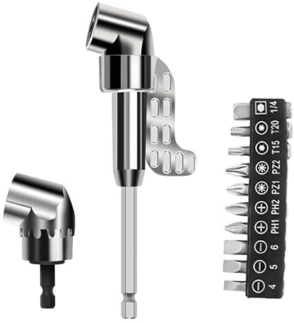 Kopfdrehwerkzeug 105° Winkelschrauber Vorsatz Adapter, 2025 Neu Multifunktionaler Drehmoment Schraubendreher mit 1/4-Zoll Sechskantschaft, Winkelbohraufsatz für Garage und Bauarbeiter