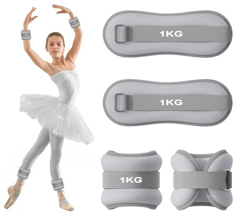 2 st viktmanschetter, fötter för ben och armar, ankelvikt, handledsvikter för pilates, yoga, promenader, jogging, aerobics (grå, 1 kg)
